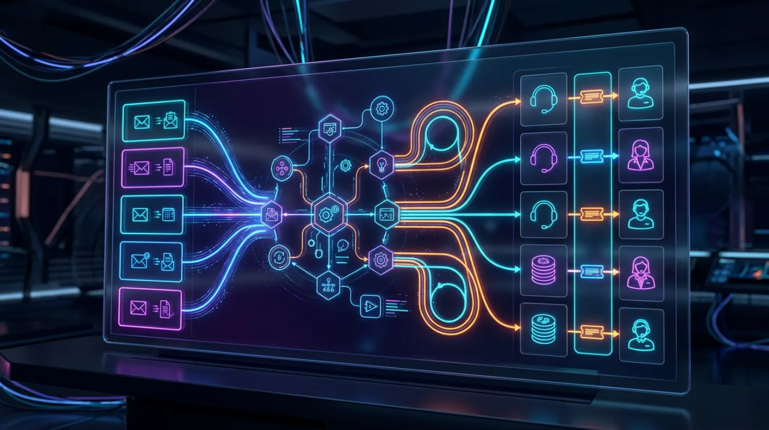 AI-assisted support operations—queues, automation, and human handoff.